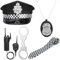 5 piezas Disfraz de Policia Gorra de Policía Placa de policía y Esposas Corbata Walkie-talkies Accesorios Policia para Niños Adultos Halloween Carnaval Juego de Roles Accesorios