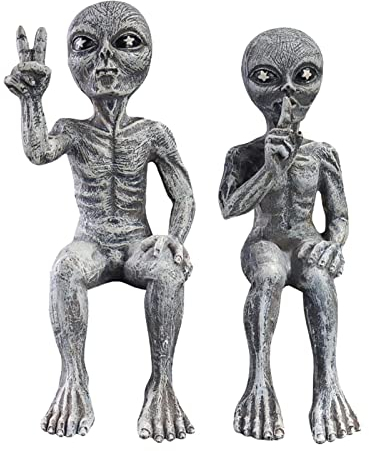 Alien-Figur, lichtbeständige Alien-Deko-Statuen, langlebige Halloween-Alien-Gartendekoration mit Kunstharzmaterial, verschleißfestes hängendes Ornament, handpoliertes Halloween-Alien für das Wohnzimme