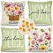 Cheekywares 4 Stück Kissenbezüge Salbei Dekorativ Blumen Sofakissen Frühling Sommer wasserdichte Kissenhülle Leinen Zierkissenbezüge 40x40cm für Sofa Schlafzimmer Wohnzimmer Auto Zuhause Dekoration