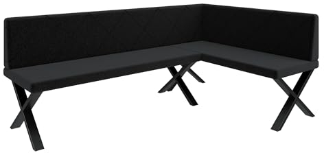 FURNISTAR Eckbank Akiko Metal X - Eckbankgruppe für Ihrem Esszimmer, Küche modern, Sitzecke, Essecke. Perfekt für Küche, Büro und Rezeption. Solide und Starke Verarbeitung. (196x128-Rechts-Inari100)