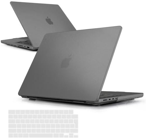 iNeseon Funda Compatible con 2024 2023 2021 MacBook Pro 14 Pulgadas M4 M3 M2 M1 Pro/MAX A3112 A3185 A3401 A2918 A2992 A2779 A2442, Delgado Carcasa Case Dura & Cubierta Teclado, Mate Espacio Gris