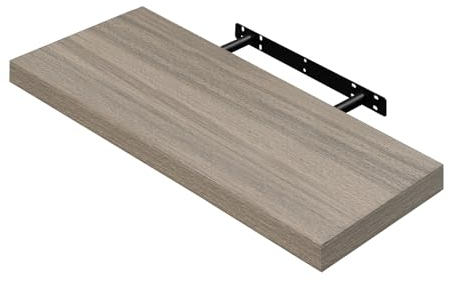 WOLTU Schweberegal Wandregal freischwebend Regal Wandboard Bücherregal Holz Board für Bücher, Bilder, Deko 60x23x3.8cm graue Holzoptik