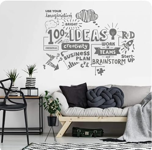 Wandtattoo Büro Arbeit Kreativität Team Wandaufkleber Wandtattoo Wohnkultur, grau, 80cmbreit x 58cmhoch