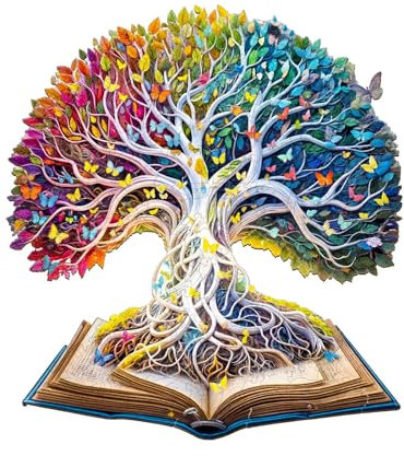 KAAYEE Holzpuzzle Erwachsene, Puzzle Holz Bunter Baum, Wooden Puzzle Unregelmäßige Einzigartige Form Puzzleteile, Holzpuzzle Tierform, Holz Puzzle Mit Geschenkbox Aus Holz