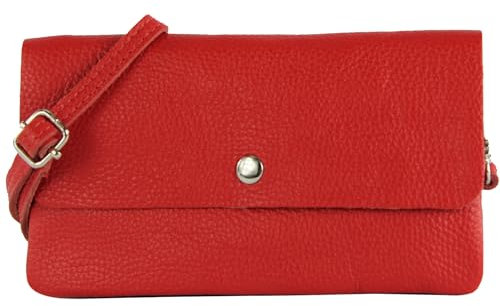 modamoda de - T257 - Echtleder Umhängetasche Small made in Italy, Farbe:Signalrot
