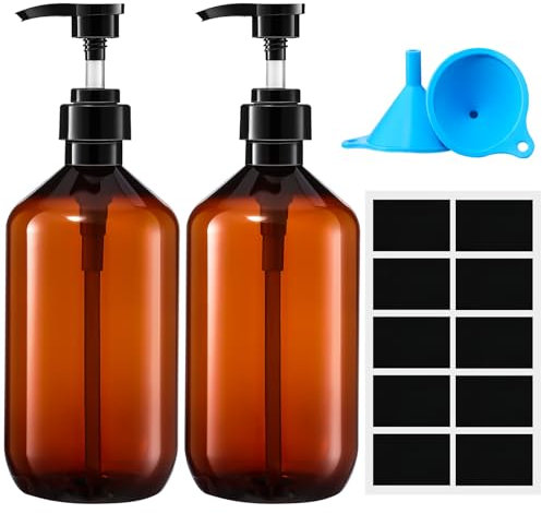 Pump Bottle Dispenser,2 Pcs 750ml/26oz Refillable Empty Press Pump Bottles,Refillable Plastic Empty Pump Bottles Dispensers with Funnel and Label for Lotions,Shampoo,Conditioner