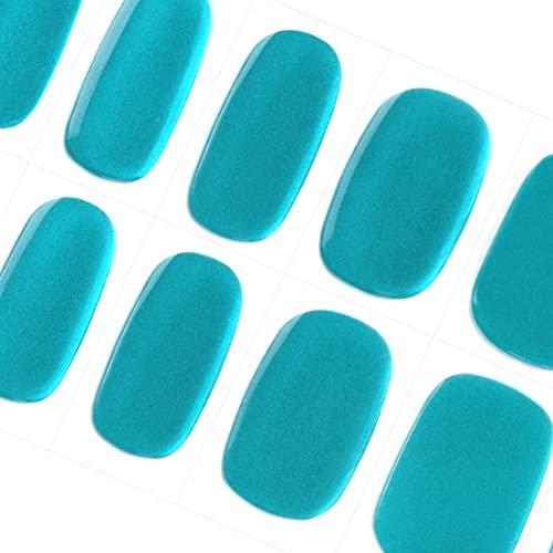 DANNI & TONI Halb ausgehärtete Gel Nagelfolien (Aquamarine) Leichtblau Spiegelung Glänzend Nagelset uv Gel Nagelfolie Nageldesign Nagelfolie Selbstklebend Wraps 28 Aufkleber