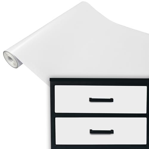 DecoMeister Klebefolie Möbel 45x100 cm | Selbstklebende Möbelfolie in modernen Unifarben | Klebefolie vielseitig einsetzbar für kreative Möbelgestaltung und Upcycling | Weiß Matt
