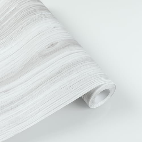 Vinyl Flooring Self Adhesive Floor Plank Tile Peel and Stick on Floor Tiles Wood Effect Waterproof for Bathroom Kitchen White Wooden Flooring 30X300cm 1 roll (0.9mΒ²)