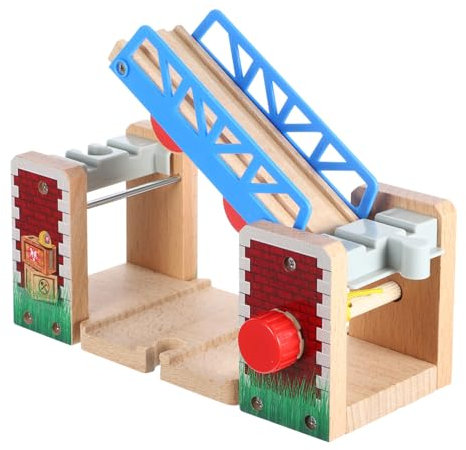 QUMIIRITY Holz Eisenbahn Brücke Mit Aufzug Interaktives Spielzeug Für Kreative Szenarien Kompatibel Mit Holzschienen Fördert Motorische Fähigkeiten Und Fantasie