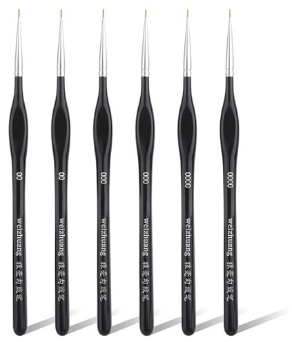 6 Stück Malen Nach Zahlen Pinsel, Feine-Pinsel, Feine Detail Pinsel Set, Miniatur Künstlerpinsel Set für Acryl, Aquarell, Öl, Miniaturen, Aquarell Malpinsel Nagelkunst