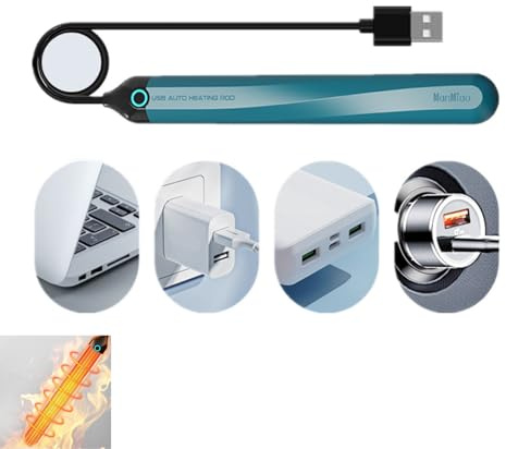 USB Space Heater Pad Stick Automatic Temperature Control 46℃ Heating Uniform TOS Warmer 2.3ft Cable Length(Blue)