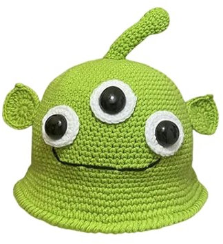 MYLLJBD Winter Bucket Hats for Women Frauenhut Shrek Unisex Herbst Und Winter Gestrickt Cartoon Lustige Grüne Süße Kopfbedeckung Hut-große Augen