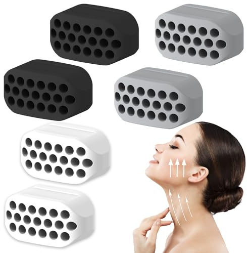6PCS Silikon Jawline Trainer, Kiefer Exerciser, Kiefer Trainer, Jawline Gum | Weiß, Grau, Schwarz | Gesichtsmuskeltrainer, Jawline Gum, Jaw Exerciser | Für Übungen Gesichtsmuskeln Männer Frauen