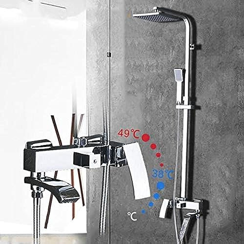 Générique Système de Douche, Ensemble de robinets de Douche chromés de 8 Pouces, Support Mural, robinets de Baignoire en Cascade, Robinet mitigeur de Bain Chaud et Froid en Laiton Para Bathroo
