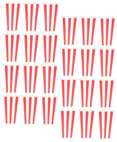 ZOAPDEBCE Popcorn Containers, 50pcs Disposable Popcorn Buckets Striped Paper Popcorn Boxes Nights for Snacks and Parties Convenient Popcorn Cups for Events and Gatherings