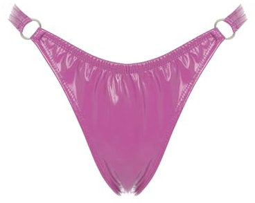 Aislor Damen Wetlook Hotpants Glänzend Sommer Shorts Lack Leder Strings Tanga Unterhose Niedrig Slip Unterwäsche Reizwäsche Hot Pink 3XL