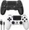 2 Pack YTEAM Wireless P4 Controller,Gamepad für P4/Pro/Slim/PC-Schwarz und Weiß, mit Turbo-Option, Rücktaste, Dual Vibration, 6-Achsen Gyrosensor und Touchpanel