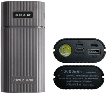 Klaisy 2x 21700 Akku USB mit Typ C Micro + 8-PIN Eingang Ladebox für Smartphone Tablet PC
