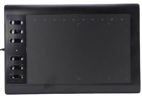 Tableta de Dibujo Gráfico, área Grande Activa de 10 X 6 Pulgadas, Mesa de Arte Digital con 8192 Niveles de Sensibilidad de Presión y 12 Claves Calientes, Tableta de Dibujo