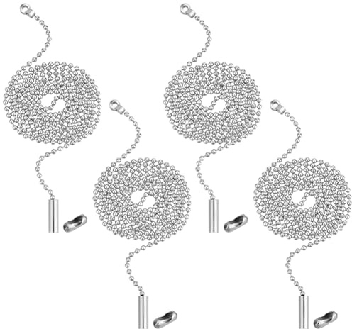 BENECREAT 4 pz Prolunga per Catena di Comando Ventilatore da Soffitto, Prolunga Catena di Comando con Connettore da 1m per Lavori Fai Da Te, Interruttore per Lampadari (Argento Anticato)