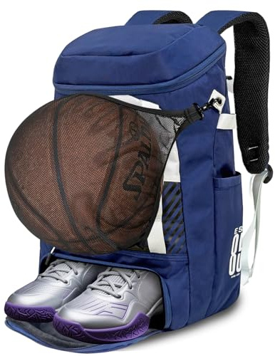 KINGSLONG Basketball Rucksack Fußballrucksack Große Kapazität Softball Tasche mit Schuhfach und Zaunhaken, leichte Fußball Volleyball Softball Ausrüstung für Schläger, Helme, Hüte,Schuhe