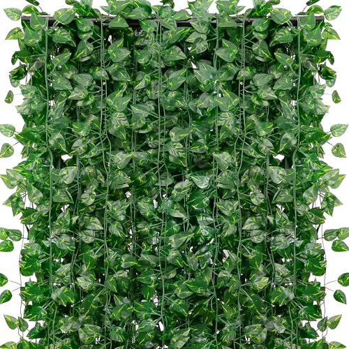 GreeneryVine 270 Feet 36 Pack Fake Greenery Hanging Garland, Artificial Ivy Leaf Plants, Vine Leaves, Flowers Foliage for Bedroom Garden Wall Decor