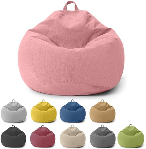 Chingcoo Pouf per bambini e adulti, solo rivestimento (senza imbottitura), sedia a sacco per camera da letto, ufficio, soggiorno, terrazza (rosa)