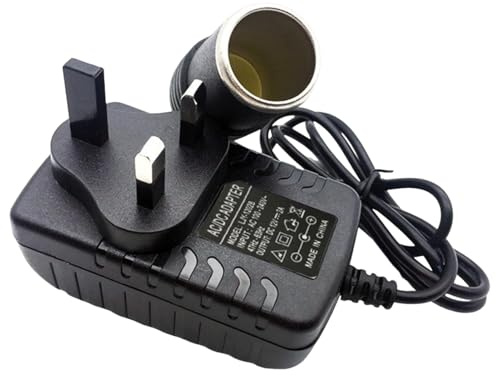 AC to DC Car Cigarette Lighter Adapter, 240V 2A AC Mains to 12V DC, UK Plug Power Converter, 24W Max