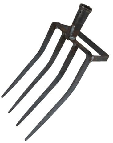 Robuste Gartengabel aus Metall mit 4 Zinken – ideal zum Kompostieren von Pferdemist und Mulchen – Gartengerät für müheloses Drehen und Belüften des Bodens