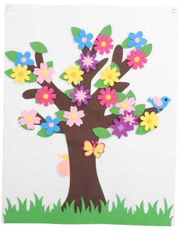 Hemobllo Tabellone in Feltro da Parete Albero Fiorito, per Bambini | Laboratori Diy, Supporto Didattico, Manualità, Socializzazione, Giochi Creativi in Classe, per Uso Educativo