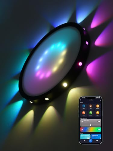 Anmaice Smarte Deckenleuchte, RGB Deckenlampe Farbwechsel, flache LED Deckenleuchte 24W Kompatibel mit Alexa/Google Für Schlafzimmer Wohnzimmer Rund Ø 30 cm