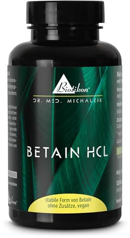 Betain HCL nach Dr. Michalzik, 1.300-2.600 mg Betain HCL, 120 Kapseln | 1.300 - 2.600 mg Betain HCL • eigene deutsche Produktion • ohne Zusätze