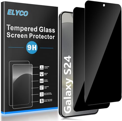 ELYCO Protection Écran Anti-Espion pour Samsung Galaxy S24 5G, 2 Pièces Anti-Spy Film Verre Trempé 9H Ultra Résistant, Sans Bulles Anti-Rayures