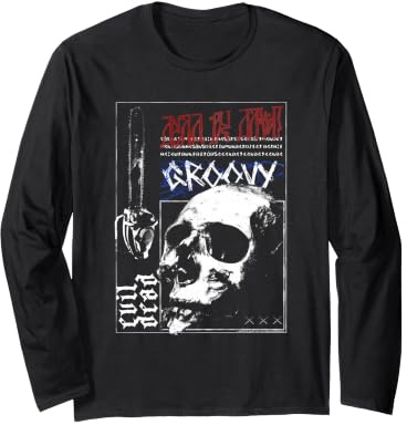 Evil Dead Horror Movie Groovy Skull Kettensäge Halloween Langarmshirt