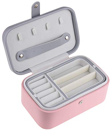 Belons Elegant PU Leder Schmuckkästchen Schmuckbox Schmuckschatulle Schmuckkoffer mit doppeltem Boden Kosmetikkoffer für Damen Mädchen … (Leder)