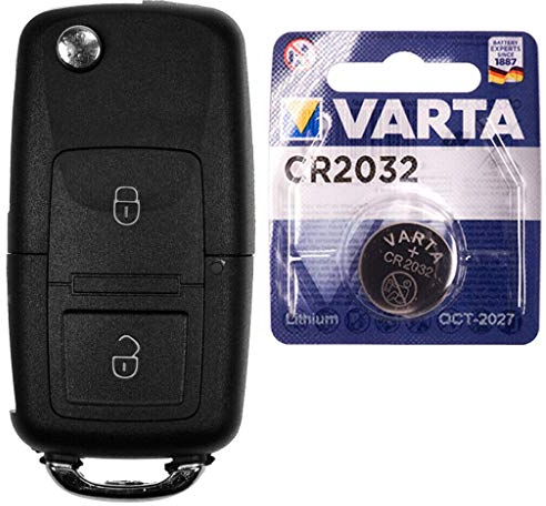 Autoschlüssel Funk Fernbedienung Austausch Gehäuse mit 2 Tasten + HAA / HU66 Rohling + Batterie kompatibel mit VW Golf Bora Sharan T5 Skoda Fabia Octavia