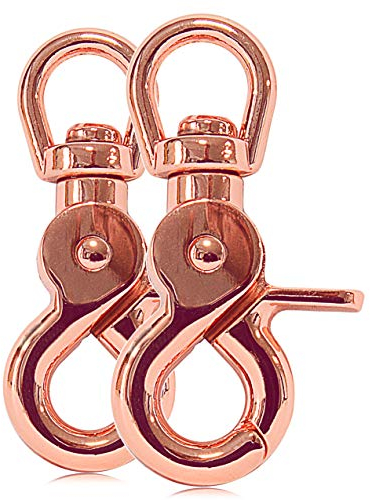 Ganzoo Scheren-Karabiner Haken mit Dreh-Gelenk/Dreh-Kopf für Hunde-Leine/Hals-Band 2er Set, legierter Stahl 61 mm Länge, auch für Paracord 550 / Schlüssel-Anhänger, Farbe: roségold