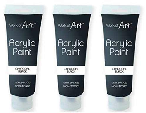 3x Black Acrylic Paint 120ml