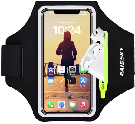Handy-Laufarmband mit Airpods, Reißverschluss, Taschenarmband, Galaxy S20 S10 S9 Plus, schweißfestes Armband mit Karte/Schlüssel Tasche