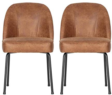 BePureHome Vogue Polsterstuhl Set Leder Cognac (2er-Set)