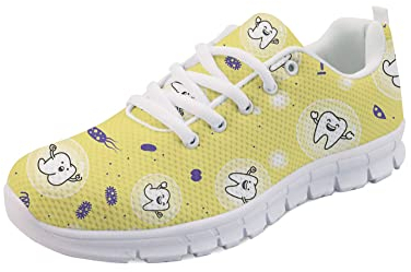 POLERO Straßenlaufschuhe für Damen, niedliche Cartoon-Zahn-Krankenschwester-Schuhe, leichte Wanderschuhe, EU44