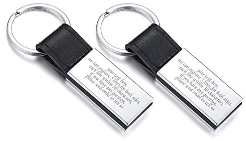 VNOX 1/2/3/4/5pcs Porte-clés Cuir Personnalisé Porte-clés Avec étiquette d'Identification de Texte,Porte-clés Gravure Gratuit-Entrez Votre Texte Personnalisé,Clés de Voiture/Accessoires de Sac
