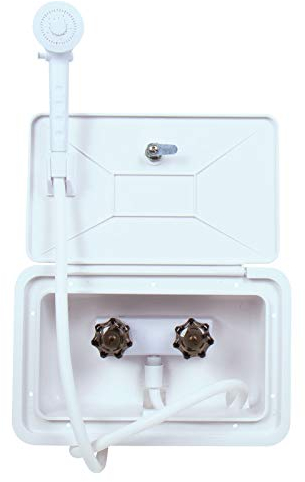 Caja de ducha exterior con tapa de servicio con cerradura, 345 x 220 mm, para caravanas y autocaravanas