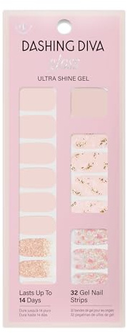 Dashing Diva Gloss Nail Strips - Crystal Clear - UV Free, Chip Resistant, Long Lasting Gel Stickers - Contains 32 Wraps, 1 Prep Pad, 1 File