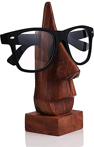 Garden Of Arts - Supporto per occhiali da vista in legno, fatto a mano, a forma di naso, per ufficio, scrivania, decorazione per la casa regali