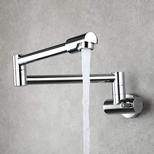 Taps for Kitchen Pot Filler Wall Mounted, 360 Swivel Universal Cold Water Tap Single Handle Multi-Function, Kitchen Faucet Kitchen Sinks Tap-Chrome