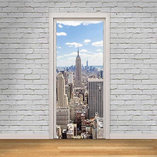 YQLKD Türfoto 3D Himmelskarte Über Der Stadt Selbstklebende Türtapete PVC Home Poster Mural