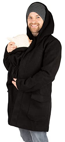 Viva la Mama - Warmer Tragemantel für Männer zum Vorn- und Hintentragen - PAVO - schwarz