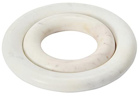 Creative Co-Op Marmor-Untersetzer für Esstisch, 2 Stück, 20,3 cm, rund, Weiß